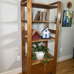 Mid Century Oak Bookcase / Bookshelf / Etagere, Adjustable Shelves