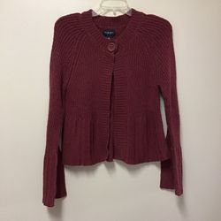 Women’s SONOMA Cotton/acrylic burgundy long sleeve 1 Button heavy warm cardigan sweater… Small