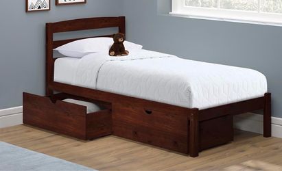 Wooden Bed Frame with Storage Drawers