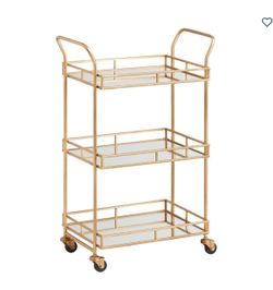 World Market •  Cole Antique Brass and Mirror 3 Tier Bar Cart