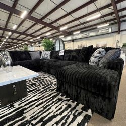 Black Color Corduroy Fabric Sectional Couch Set 🌟 Fast Delivery Extra Discount Code RSG 
🔥🔥 Mention OfferUp for this Special Price!!