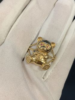 Gold Teddy Bear ring #33933
