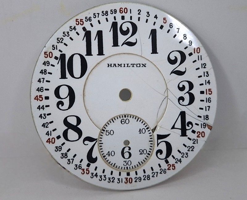 Antique Hamilton Montgomery Dial for a Railroad Grade Pocket Watch Size 16s
