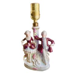 Antique Courting Couple Lamp Sitzendorf Germany