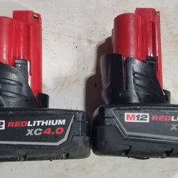 2 Milwaukee m12 Battery 4.0 Good condition   $45 each