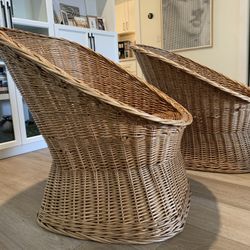 Vintage Wicker Scoop Chairs