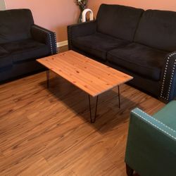 $400 Black & Teal Living Room Set