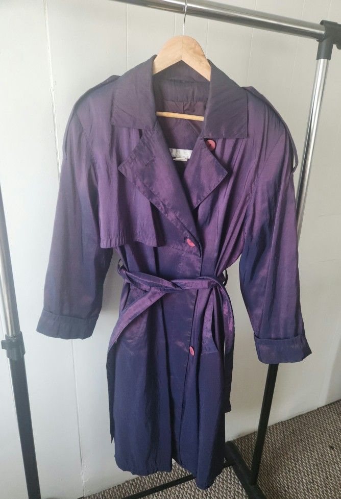 Vintage Purple Iridescent Trench Coat