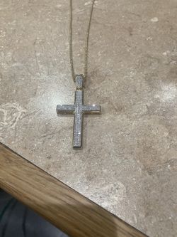 Gold Plated Diamond Cross Pendant Necklace