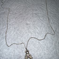 925 Teddy Bear Pendant With Necklace 