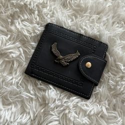 Classic Eagle Embroidered Leather Wallet 