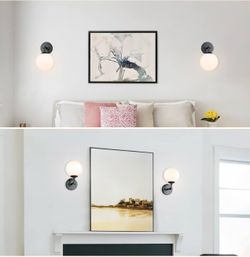 Sconces Pair of Modern Black and White Globe Wall