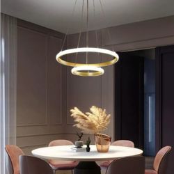 7563: New Modern LED Chandelier Light,15.7" D +7.87" LED Pendant Chandelier for Dining Room Living Room Kitchen island Hallway Entryway Foyer(2-Rings)