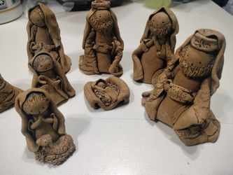 These are handmade terracotta clay sculptures of Nativity figures. 