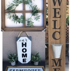 Farmhouse Porch Signs And Plants Home Decor Bundle Of 6