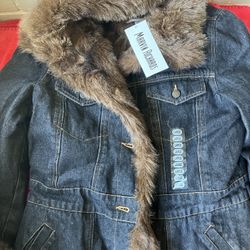 Brand New Faux Fur Jean Jacket 