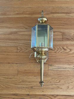 SOLID POLISHED BRASS OUTDOOR WALL LIGHT FIXTURE 24” high