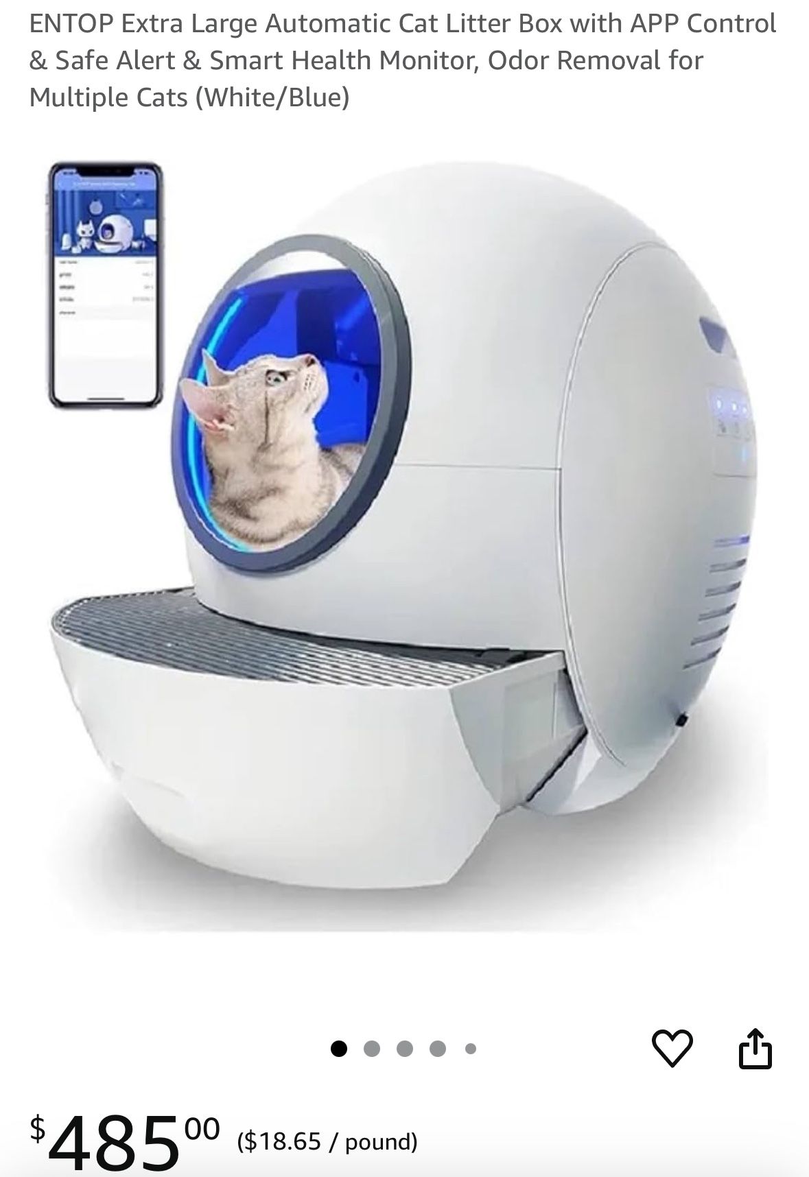Cat Litter Box with APP Control & Safe Alert & Smart Health Monitor, Odor Removal