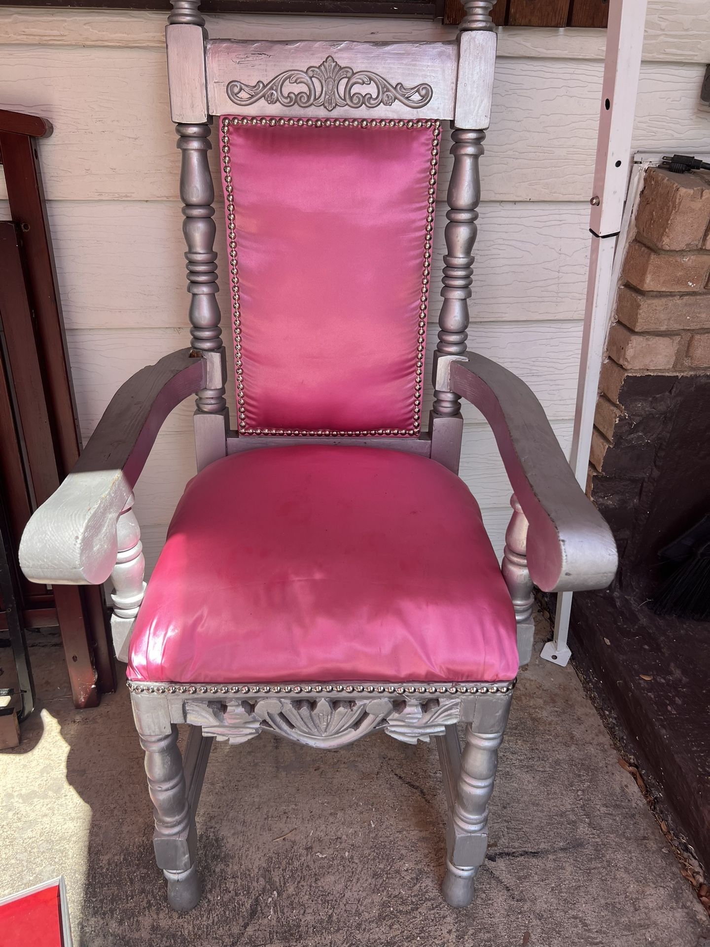 Pink / Silver. wooden chair