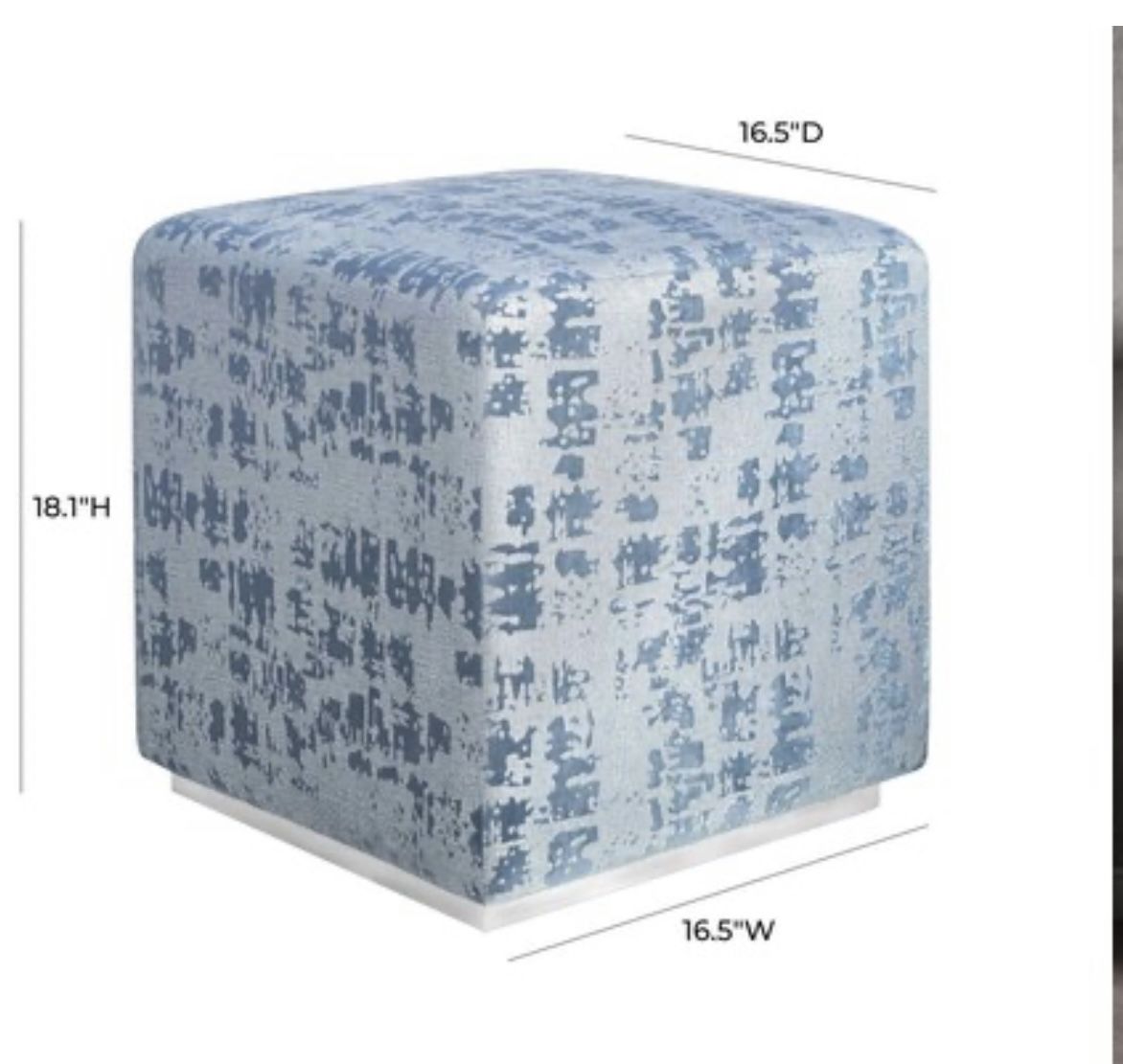 Two Blue Patterned Ottomans