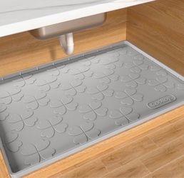 Waterproof Under Sink Mat for 34" x 22" Cabinet Protector, Silicone Sink Mat for Kitchen and Bathroom, Easy to Clean Kitchen Cabinet Liner Under Sink