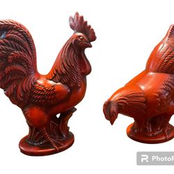 Vintage Rooster And Hen Set By Royal Haeger