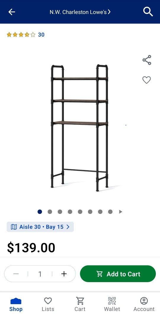 Shelf Tower Over The Toilet