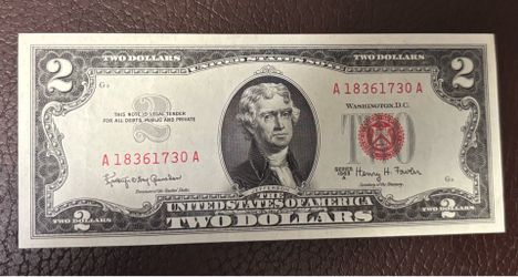 $2 1963. Vintage banknote USA