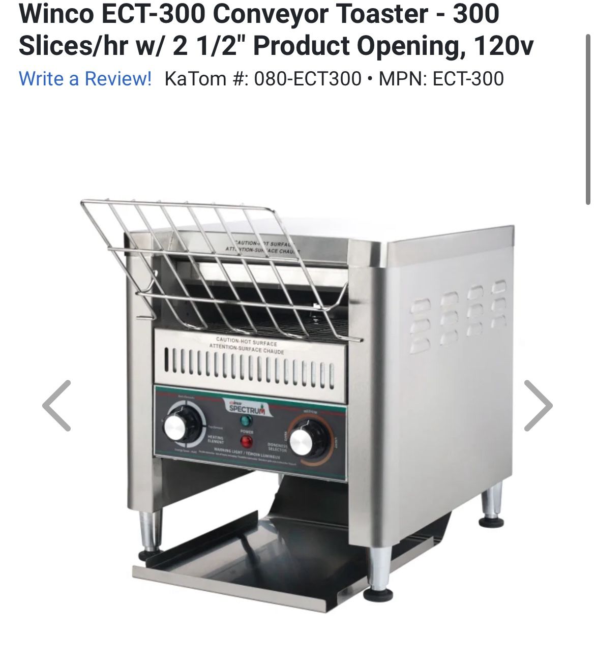 Commercial Electric Conveyor, Toaster 120v
