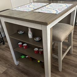 Counter Height Dining Table And 2 Bar Stools