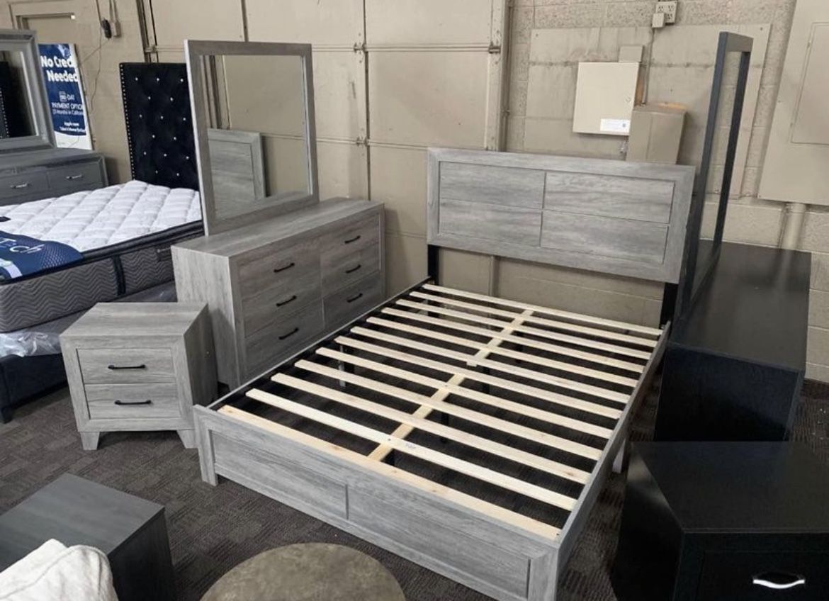 Grey Queen Bed Dresser Set 