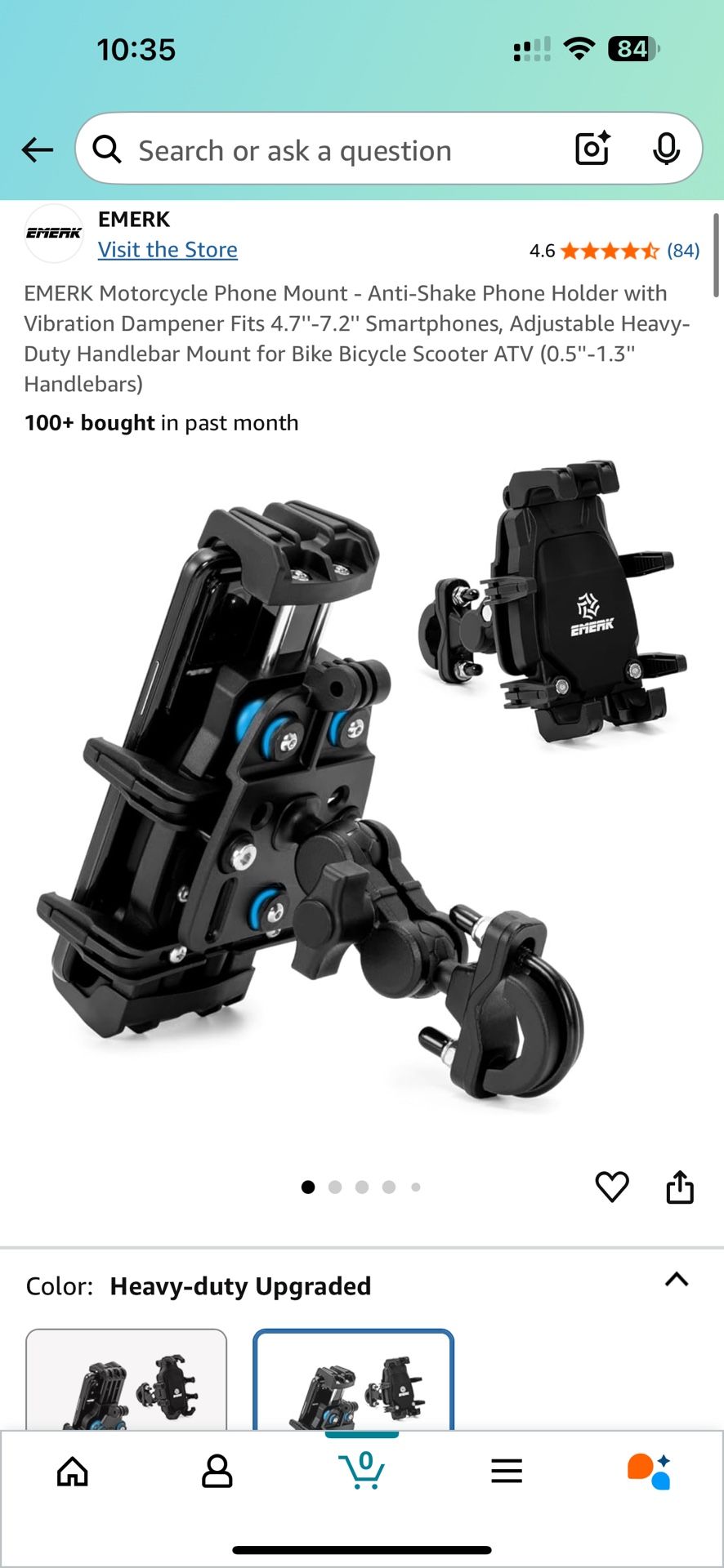 Motorcycle Phone Mount - Anti-Shake Phone Holder with Vibration Dampener Fits 4.7''-7.2'' Smartphones, Adjustable Heavy-Duty Handlebar Mount for Bike