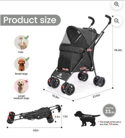 Black Foldable Pet Stroller/ carriola nuevas para gatos o perritos en color negro
