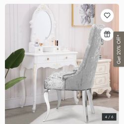 Glitter Tufted Velvet Dining Chair with Metal Legs