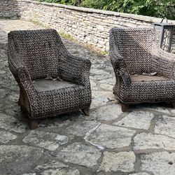 set of two wicker chairs 