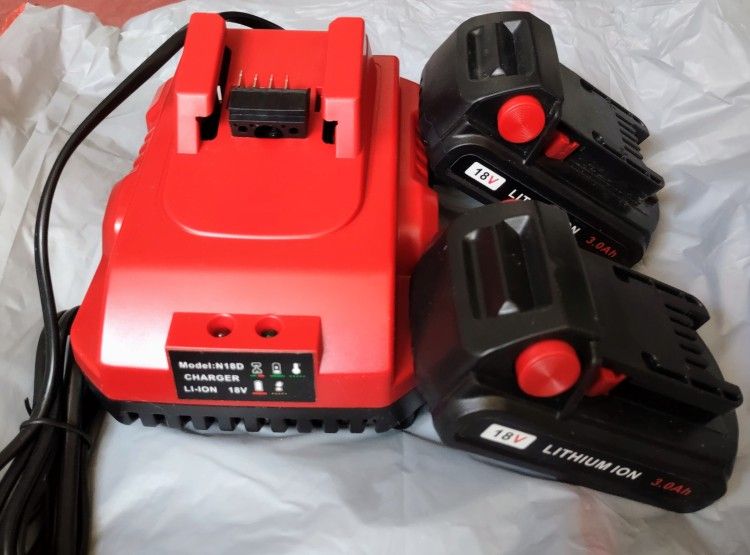 2 Lithium Ion Batteries And Charger For Milwaukee