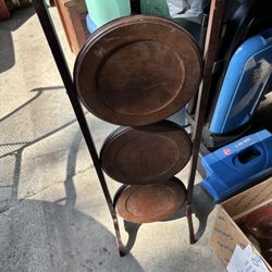 Wooden 3 Tears Plant Or Decorative Niknack Displayed