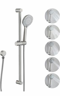 304 Stainless Steel Shower Slide Bar 28-Inch with Adjustable Handheld Shower Head and 59-Inch Hose, High Pressure 5 Setting Hand Shower with Wall Moun