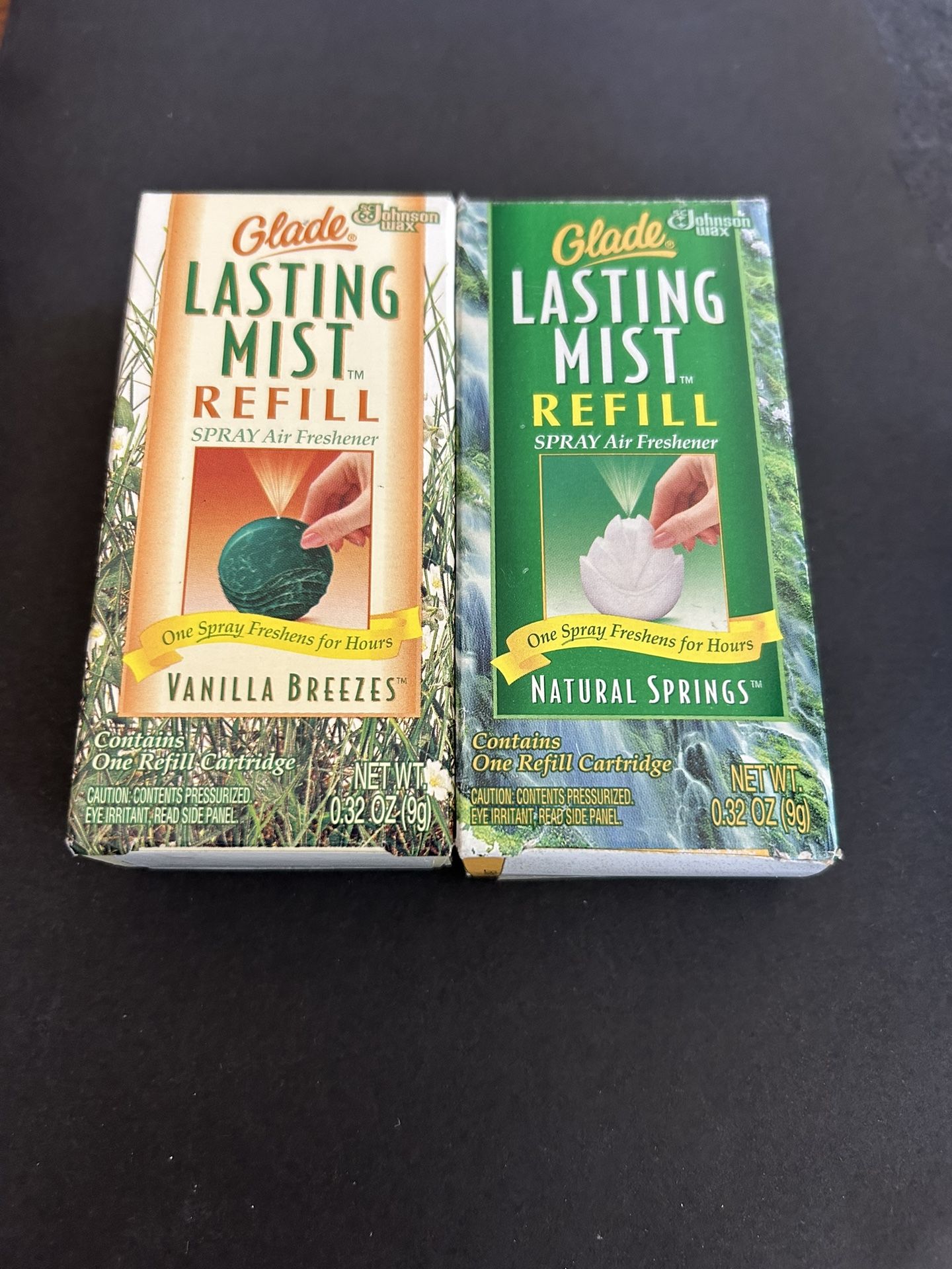 Glade lasting Mist refill, vanilla breezes, and natural springs .32 ounce discontinued lot of two