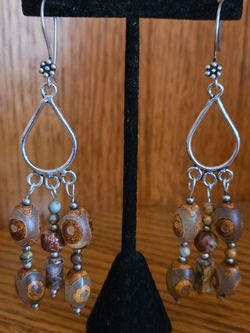 Tibetan Agate Semiprecious Stone Earrings
