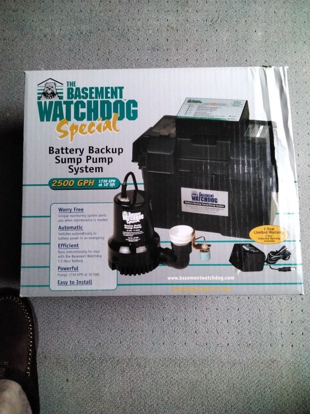 BATTERY BACKUP SUMP PUMP SYSTEM NIB