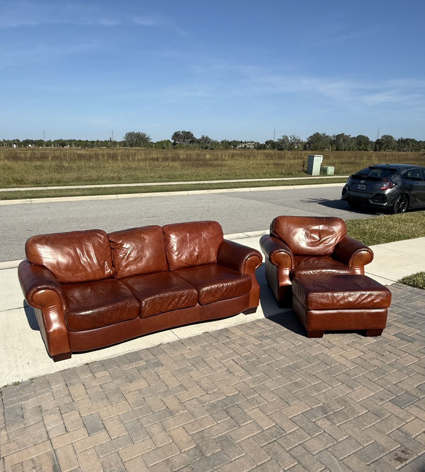 Free Delivery- Broyhill Leather Couch and Chair