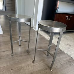 Set Of 2 Silver Nightstands/End Tables