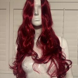 New long red wig hair Jessica rabbit costume outfit dress up
