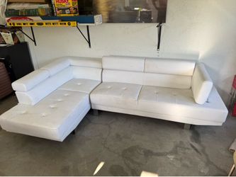 White faux leather Sectional