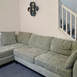 Macy’s Sage Green Fabric Sectional Couch