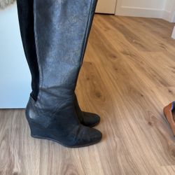 Size 9.5 Wedge Knee High Boots With Stretch