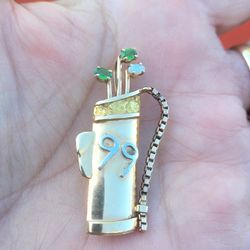 18K, 14K, and 10K Gold Golf Bag Pendant / Brooch