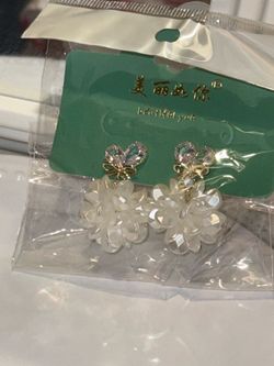 Crystal Flower Drop Earrings