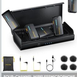 7RYMS iRay DW40 4-Channel Wireless Microphone for Cameras, Camcorders, iPhones, Android Phones, Wireless Lavalier Microphone -Noise Canceling, 656ft